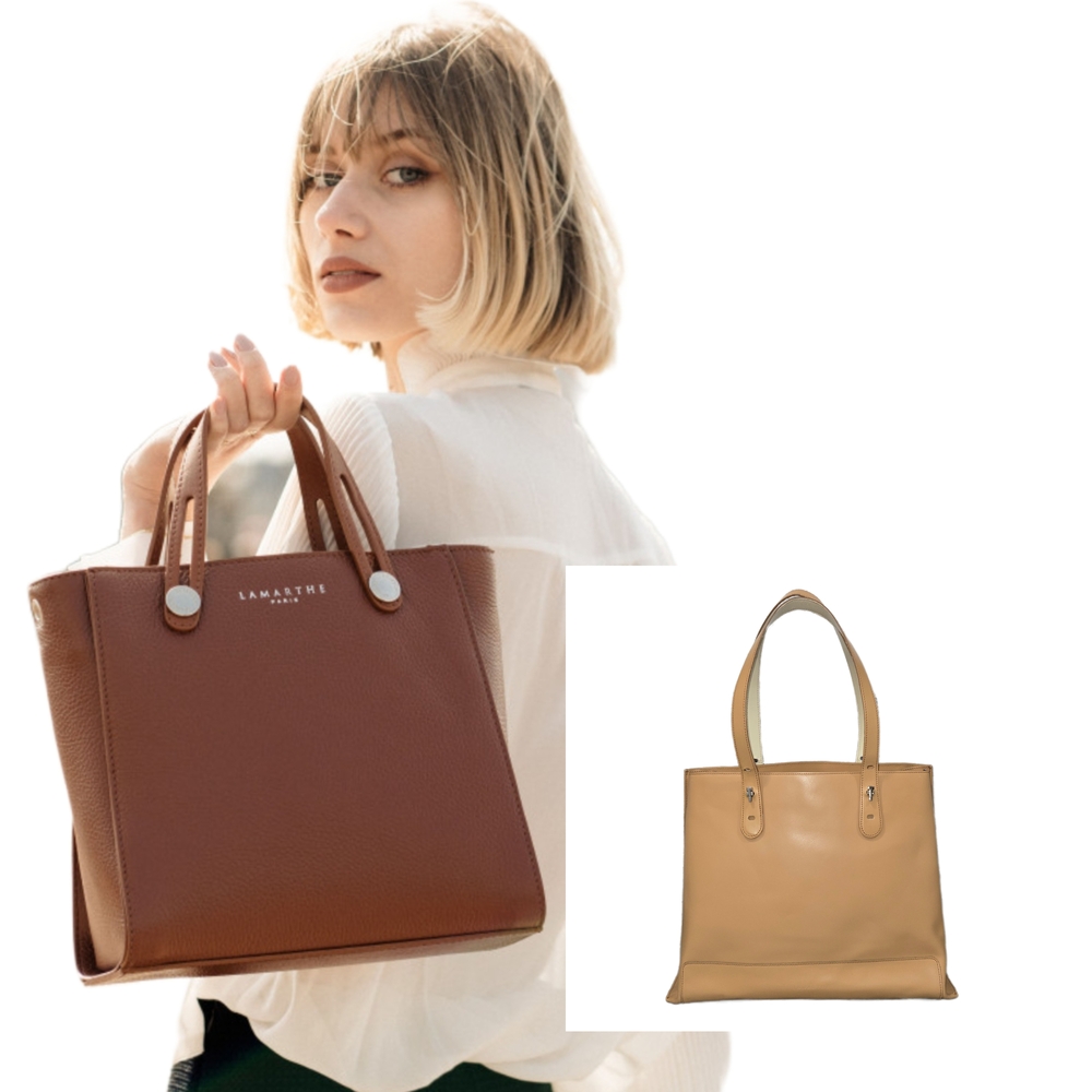 Y2K LAMARTHE Paris Structured Full-Grain Leather Tote Style Handbag